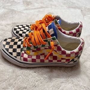Vans multicolored checkered high top sneakers womens size 6.5